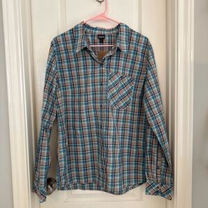 Patagonia Women's Plaid long sleeve  - Blue and Orange NWT